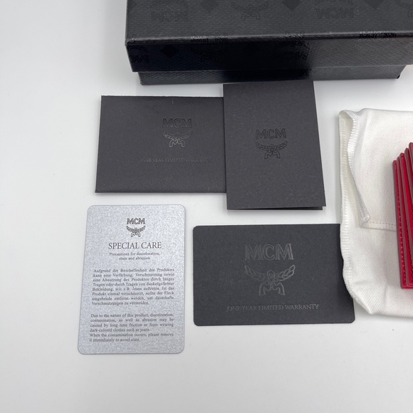 NEW MCM Mena cardholder leather wallet with chain bag in red full set - Picture 3 of 15